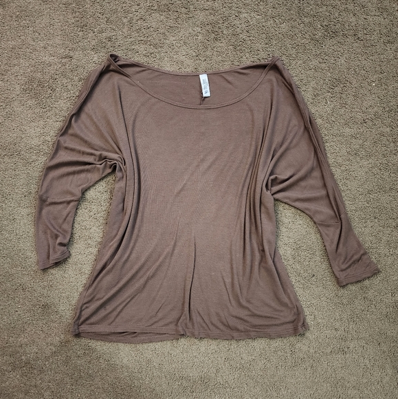Brown Off-The-Shoulder Relaxed Tee, Women's S - Picture 2 of 12